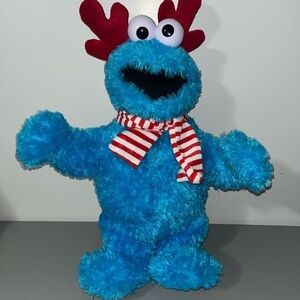 2/30$(Mix) Sesame Street Cookie Monster Blue Red Antlers Stuffed Animal
